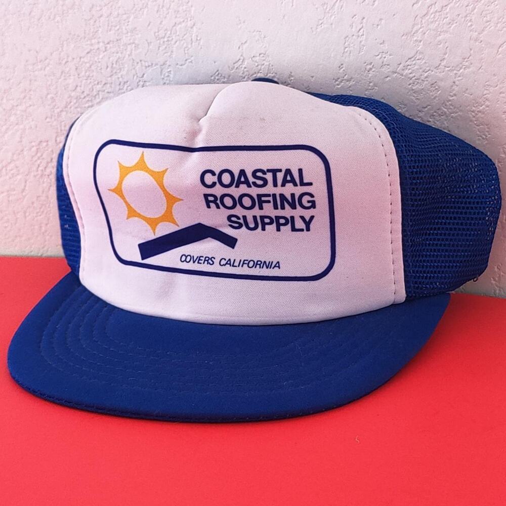Vintage California Coastal Roofing Supply Trucker Hat Mesh cap snapback workwear